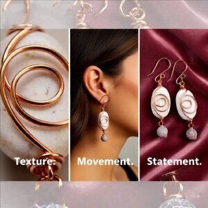 Feminine! Neutral Colors! Natural Stone Beads - Copper Wire Wrapped Design #1